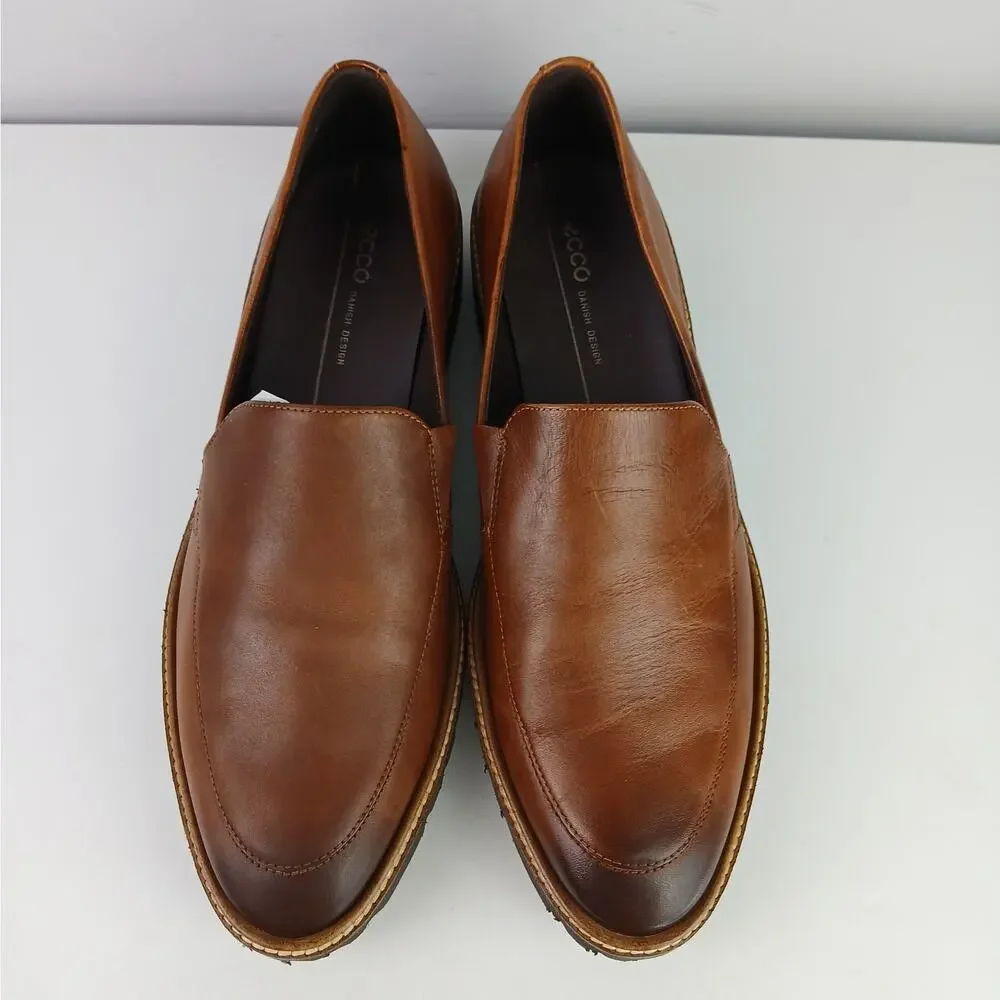 ECCO Women's SZ 41 10/10.5 Incise Tailored Loafers In Brown Comfort Soft NWOT